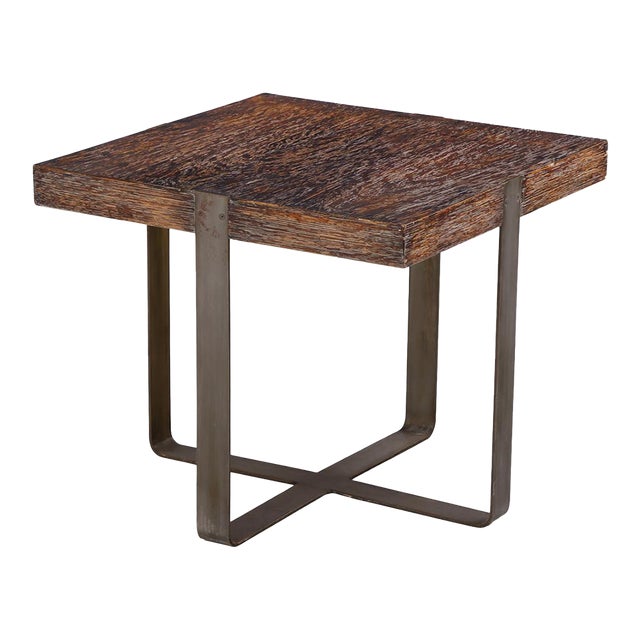 A Square Cerused Oak and Bronze End Table. C. 1970 For Sale