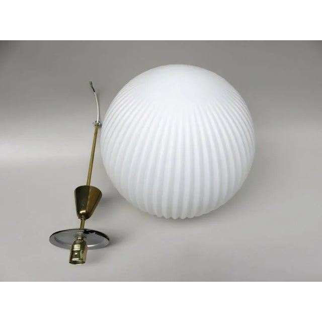 Large Brass Ceiling Lamp with Pleated Ball, 1950s For Sale - Image 11 of 18