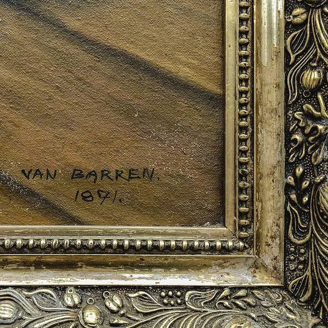 Van Barren, Children and Rabbits, 1871, Oil on Panel, Framed For Sale - Image 9 of 10