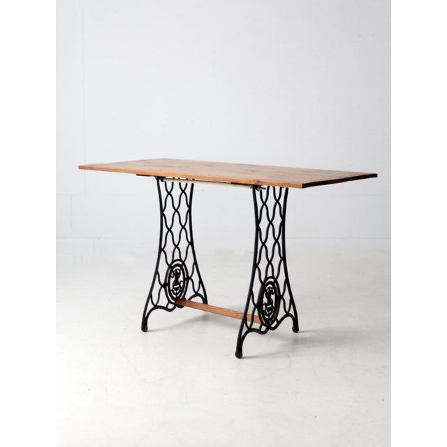 Antique Singer Iron Base Table With Wood Top For Sale - Image 11 of 15