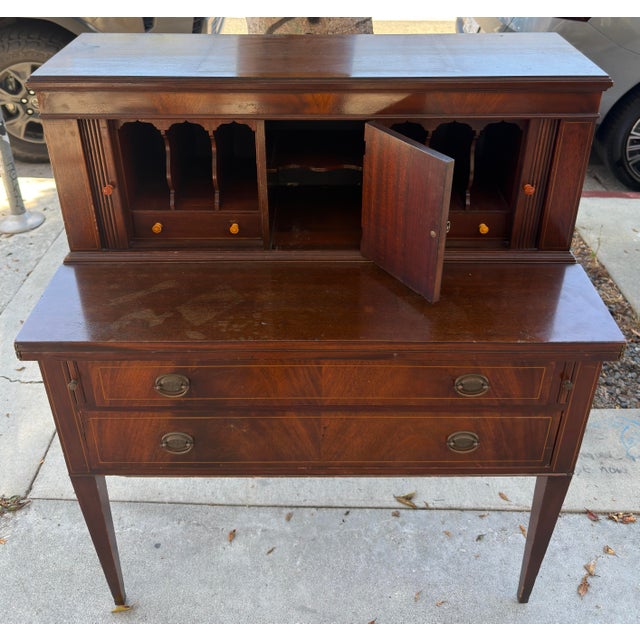 Late 19th Century Antique American Federal Secretary Desk W Tambour Doors For Sale - Image 5 of 9