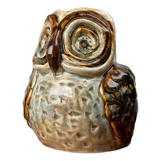 Large Mid-Century Modern Danish Studio Pottery Owl Sculpture by Josef Simon for Søholm, 1960s For Sale