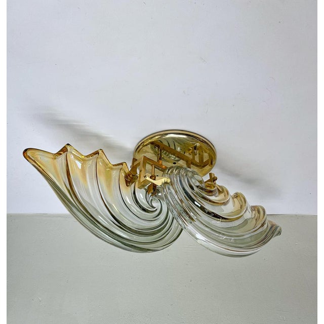 Large Italian Shell-Shaped Murano Glass Ceiling Lamp, 1970s For Sale - Image 13 of 18