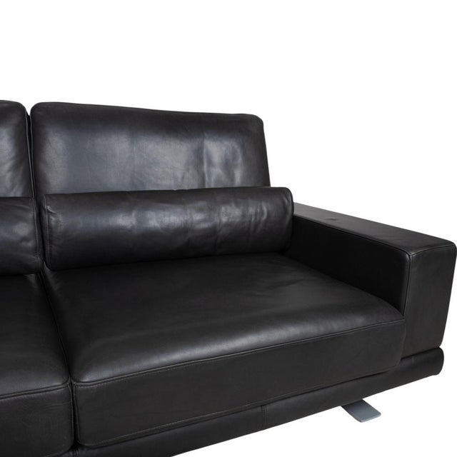 Two-Seater Sofa in Black Leather from Rolf Benz For Sale - Image 4 of 12