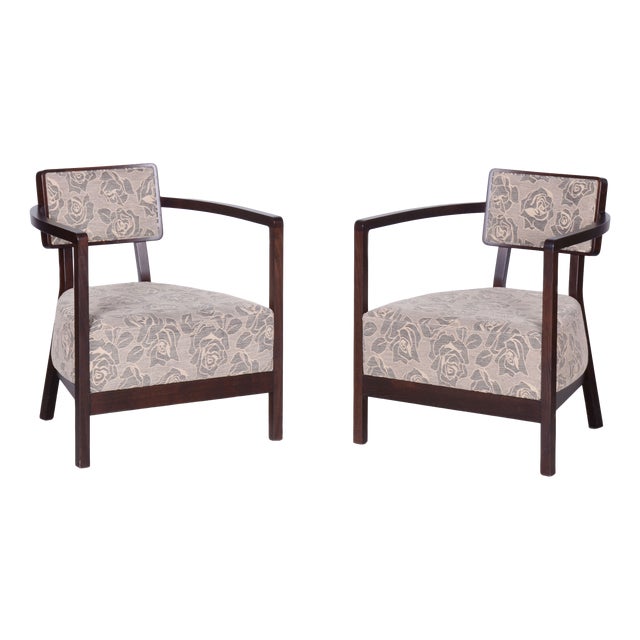 Czech Art Deco Beech Armchairs by H. Kučerová-Záveská, 1980s, Set of 2 For Sale
