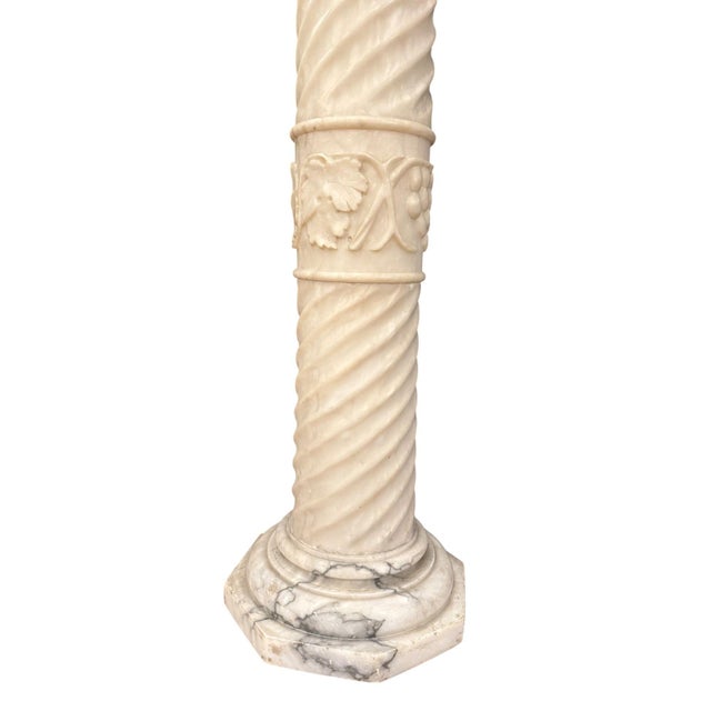 Stone Early 20th Century. Italian Alabaster Female Bather Lamp With Pedestal For Sale - Image 7 of 8