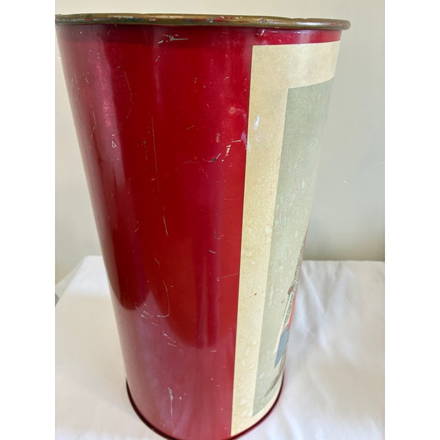 Vintage Asian-inspired metal umbrella stand featuring an elegant portrait motif and classic Chinoiserie styling. The...