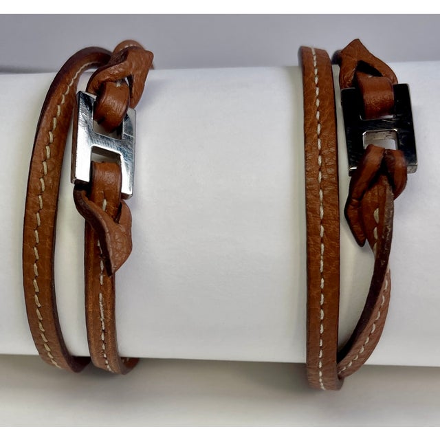 Hermès 1990s Hermes “Tillet” Leather Wrap Bracelets - A Pair - For Sale - Image 4 of 7