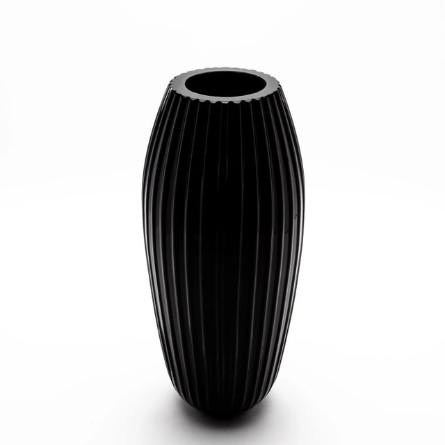 Hand-Blown Murano Extra Tall Modern Vase in Onyx Black For Sale - Image 4 of 11