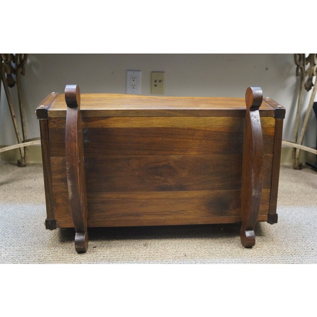 Vintage Solid Oak Baby Doll Sized Rocking Cradle Crib W Cushion & Quilt 27" For Sale - Image 14 of 17