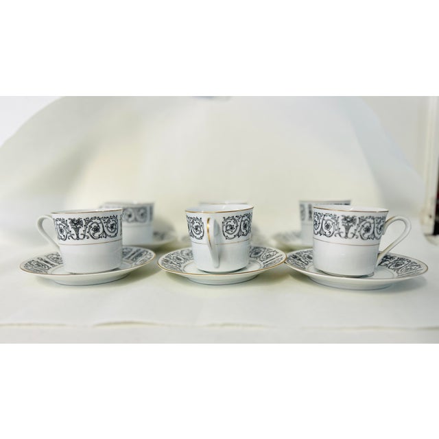 Vintage Coventry Fine China Japan Laurent 653 Cups & Sauces Service for 6. Cups 3"D X 3"H Saucers 6"D