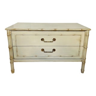 Vintage Faux Bamboo Two Drawer Low Chest - Refinished For Sale