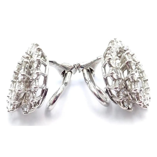 Tiffany and Co. Vintage Tiffany & Co. Irid Platinum Diamond Swirl Earrings, Pair For Sale - Image 4 of 8