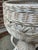 Love the soft white washed color of this vintage wicker planter. The planter is one single piece. Sculptural legs and a...