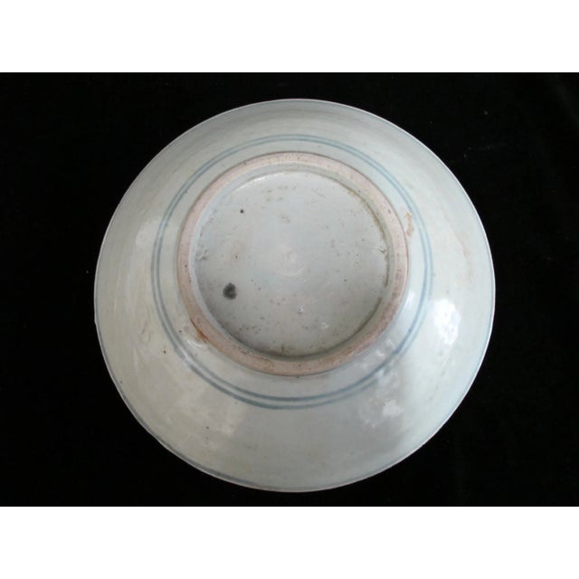 Chinese Blue Underglaze Porcelain Zhangzhou Swatow Ware 10.75" Shallow Bowl Dish For Sale In Portland, OR - Image 6 of 6