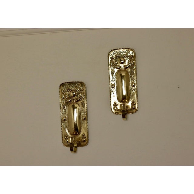 Gold Mid-Century Modern Swedish Brass Sconces, Set of 2 For Sale - Image 8 of 10