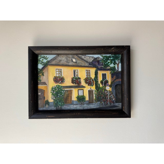 Vintage Ann Cohen Impressionist Town Landscape Oil on Canvas Painting – Wood Framed For Sale - Image 10 of 11