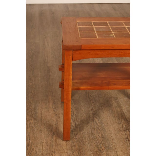 Stickley Mission Collection Pair Of Cherry Tile Top End Tables For Sale - Image 9 of 18