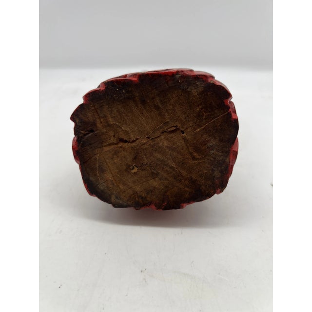 Antique Chinese Carved Gilt Wood & Polychrome Decorated Figure For Sale - Image 9 of 9