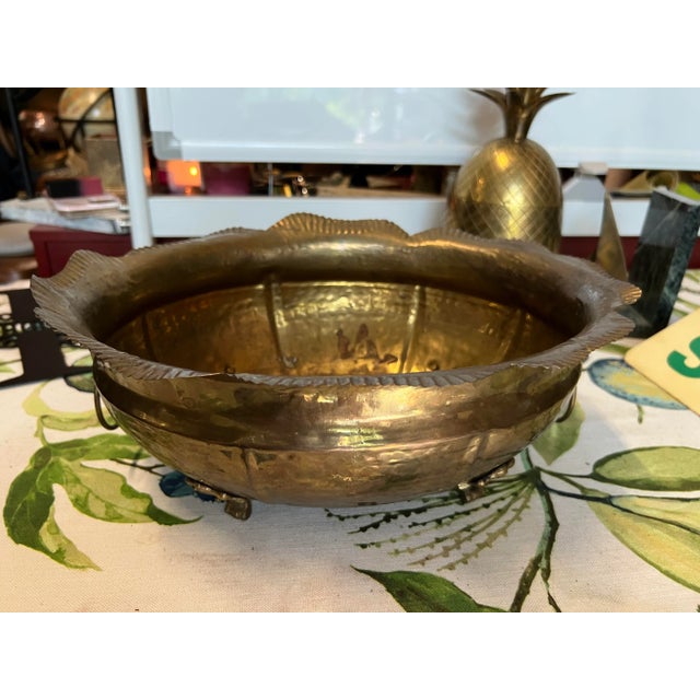 1950s Large Brass Footed Bowl For Sale - Image 4 of 6