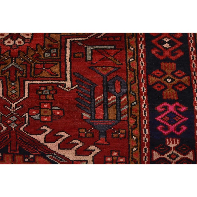 Karajeh Runner 3’8” X 15′ Red Wool Semi-Antique Tribal Hand-Knotted Rug For Sale - Image 9 of 14