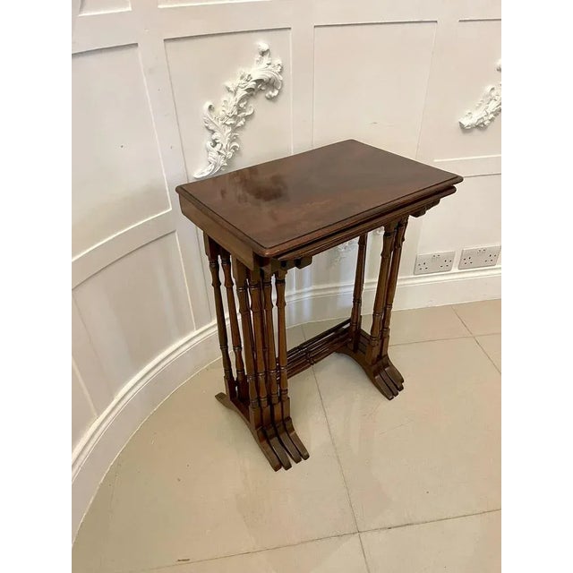 Victorian Figured Mahogany Nesting Tables, 1850s, Set of 4 For Sale - Image 9 of 10