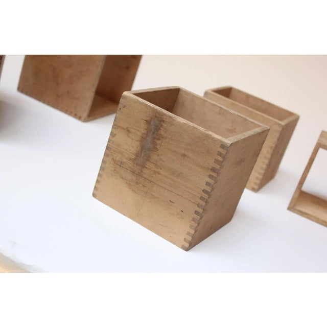 Set of Seven Handmade Vintage Primitive Vintage Nesting Cubes/Blocks in Pine For Sale - Image 12 of 12
