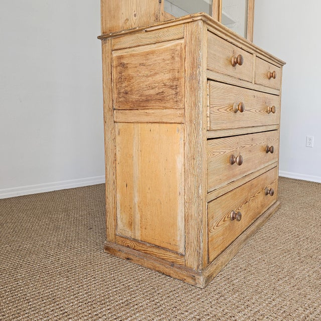 Antique English Pine Glazed Dresser Display Cabinet - Circa 1880 For Sale - Image 10 of 17
