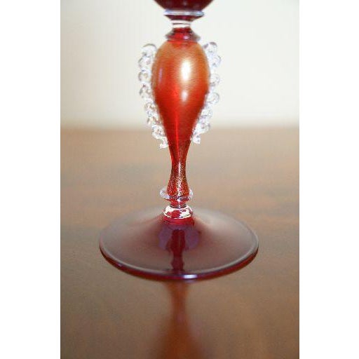 Ruby Red Italian Handcrafted Chalice in Blown Murano Glass 1970s For Sale - Image 8 of 9