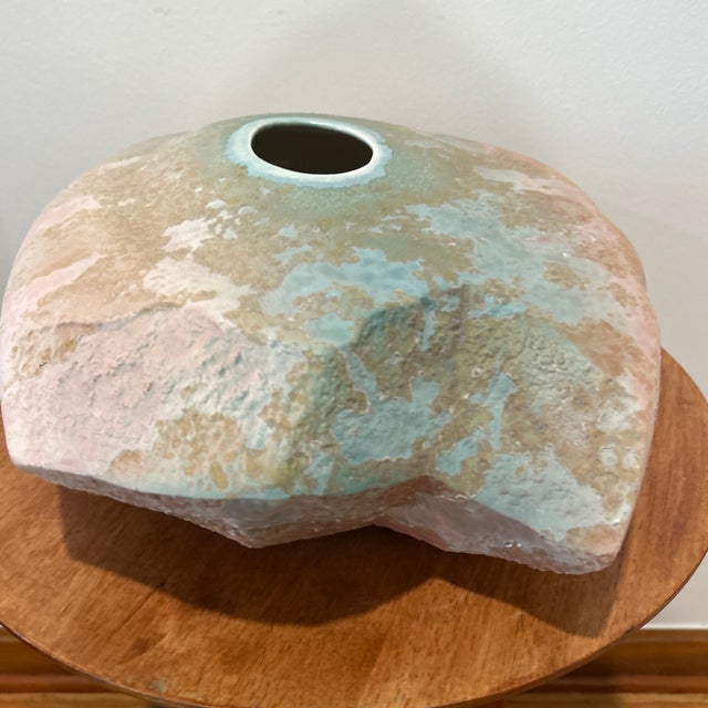 Mid 20th Century Monumental Modernist Large Raku Vase by Tony Evans (1942- 2009 ) Organic Freeform Shape Signed For Sale - Image 5 of 12