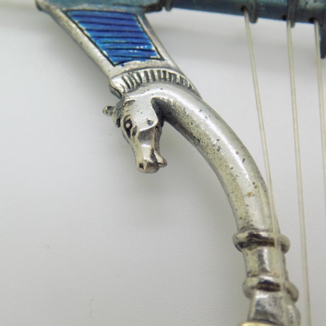 1980s Vintage Handmade Egyptian Lyre Figurine in Silver, Florence, Italy, 1980s For Sale - Image 5 of 18