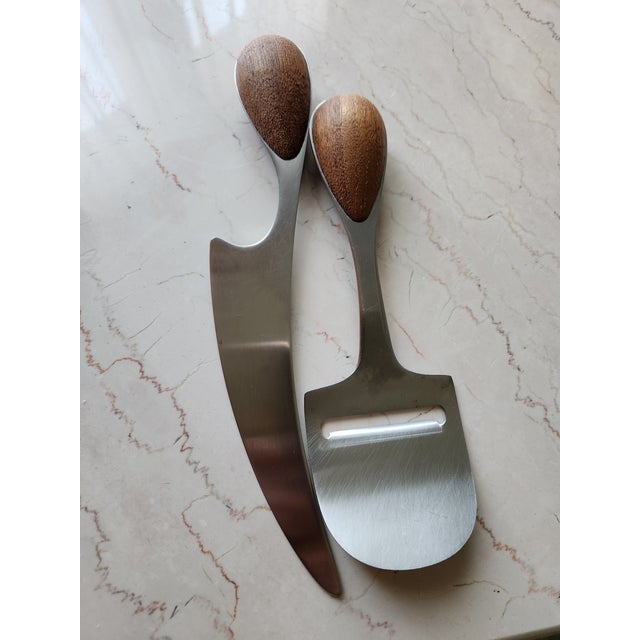 Brown Dansk Vivianna Torun Cheese Slicer Knife Set Teak Stainless For Sale - Image 8 of 8