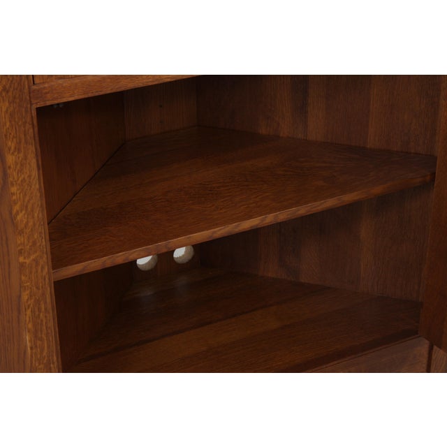 Wood Stickley Mission Oak Leaded Glass China Cabinet For Sale - Image 7 of 18