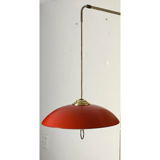 Massimo Scolari Stilnovo Vintage Telescopic Arm Wall Lamp With Perforated Red Metal Shade and Counter Weight, Circa 50s For Sale - Image 4 of 12