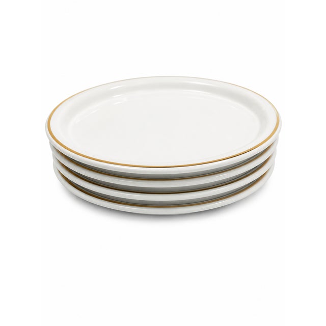 Neoclassical Vintage Ironstone Oval Petite Serving Platters With Gold Rim - Set of 4 For Sale - Image 3 of 6