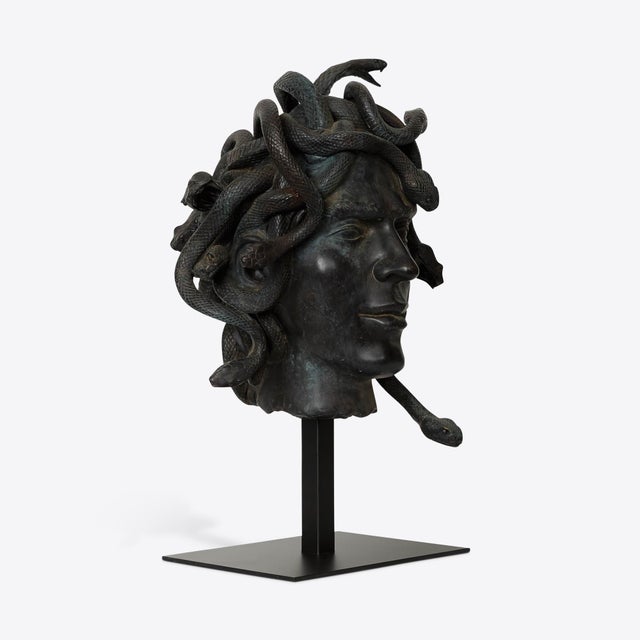 Male Medusa Bust on Stand from Pure White Lines For Sale - Image 10 of 11