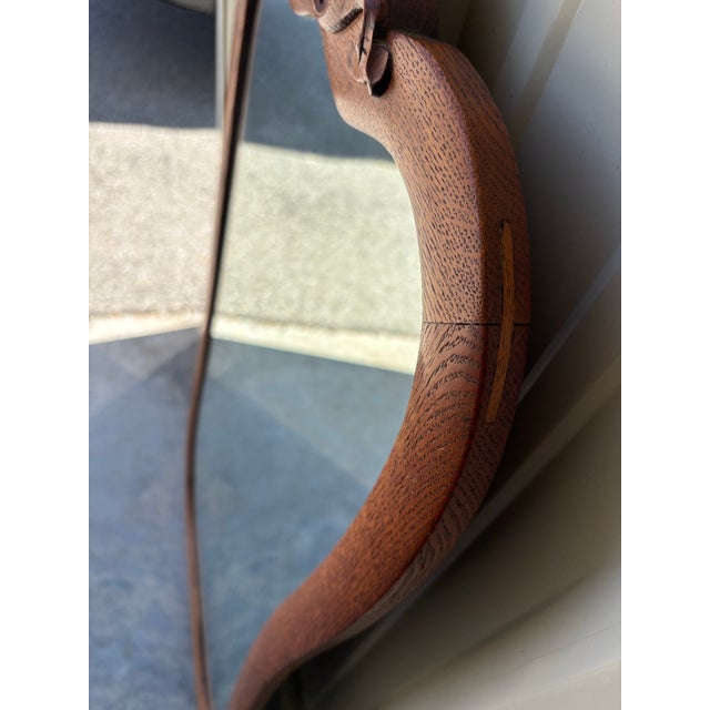 1900 - 1909 1900s Victorian Curved Tiger Oak Framed Dressing Mirror For Sale - Image 5 of 12