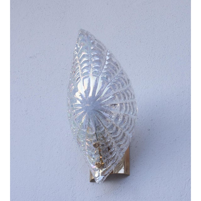 Metal Set of 2 Bogotà Iridescent Rainbow Color Murano Style Glass Leave Wall Lights, 1970s For Sale - Image 7 of 12