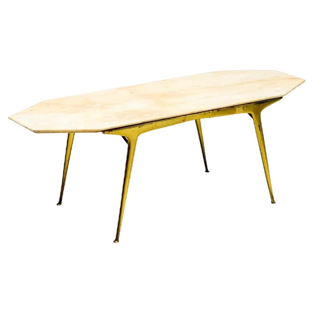 Italian Marble and Brass Coffee Table, 1960s For Sale