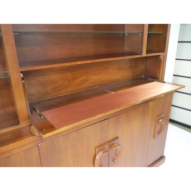 Brown 2 Pc. Bar Cabinet Walnut Toned Mid Century Deco Regency For Sale - Image 8 of 18