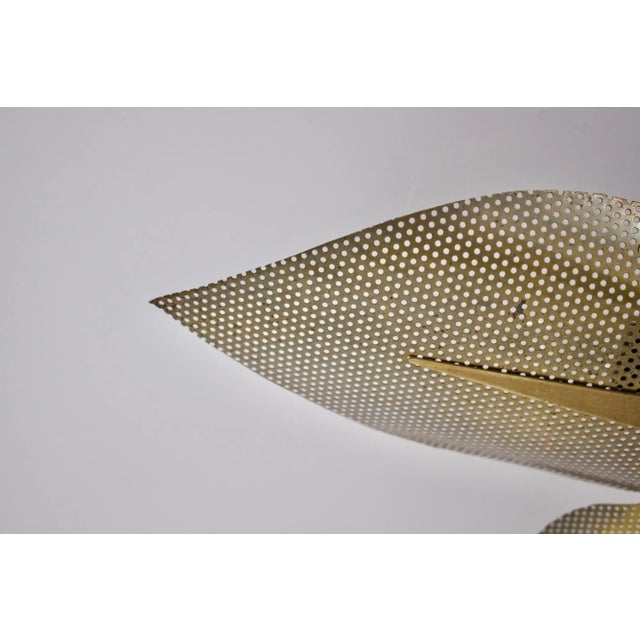 Gold Ceiling Light with Perforated Brass Petals, 1970s For Sale - Image 8 of 9