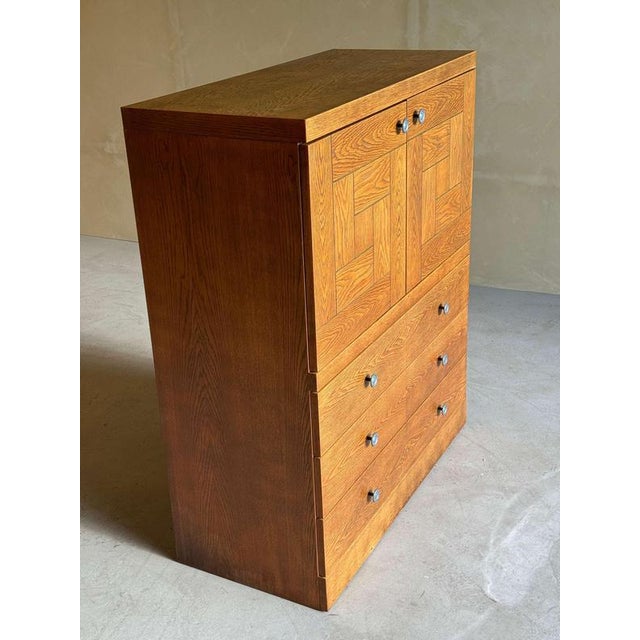 Brutalist Oak Bar Cabinet with Drawers, 1980s For Sale - Image 14 of 16