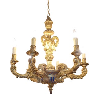 19th Century Giltwood 6-Light Italian Chandelier For Sale
