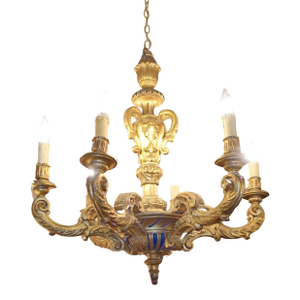 19th Century Giltwood 6-Light Italian Chandelier