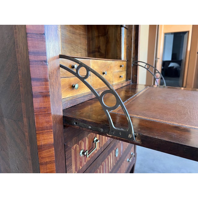 19th Century Empire Drop-Front Oak Secretary Desk or Abattant, Chest France For Sale - Image 11 of 18