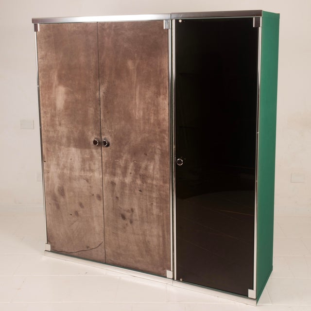 Guido Faleschini Astro Smoked Glass and Suede Cabinets for i4 Mariani, 1979, Set of 2 For Sale - Image 18 of 18