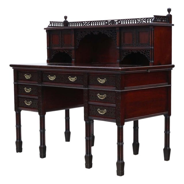Victorian Mahogany Twin Pedestal Desk by Edwards & Roberts, 1890s For Sale - Image 12 of 18