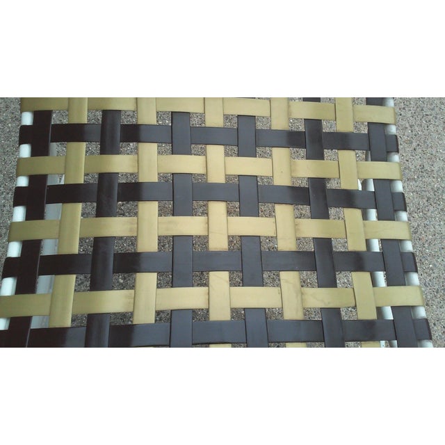 1970s A Single Mid Century Aluminum Frame Light Weight Campaign Patio Chair For Sale - Image 5 of 6