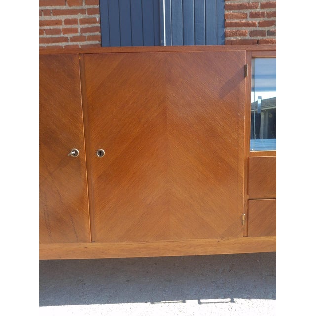 Modernist French Sideboard in Oak Chevron Pattern and Glass-Fronted, 1950s For Sale - Image 10 of 15