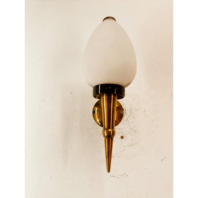 Brass Wall Light with Opal Glass For Sale - Image 5 of 14
